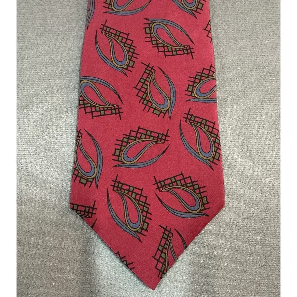 Vintage Chaps Ralph Lauren Tie 100% Silk Made in USA Geometric Necktie 56